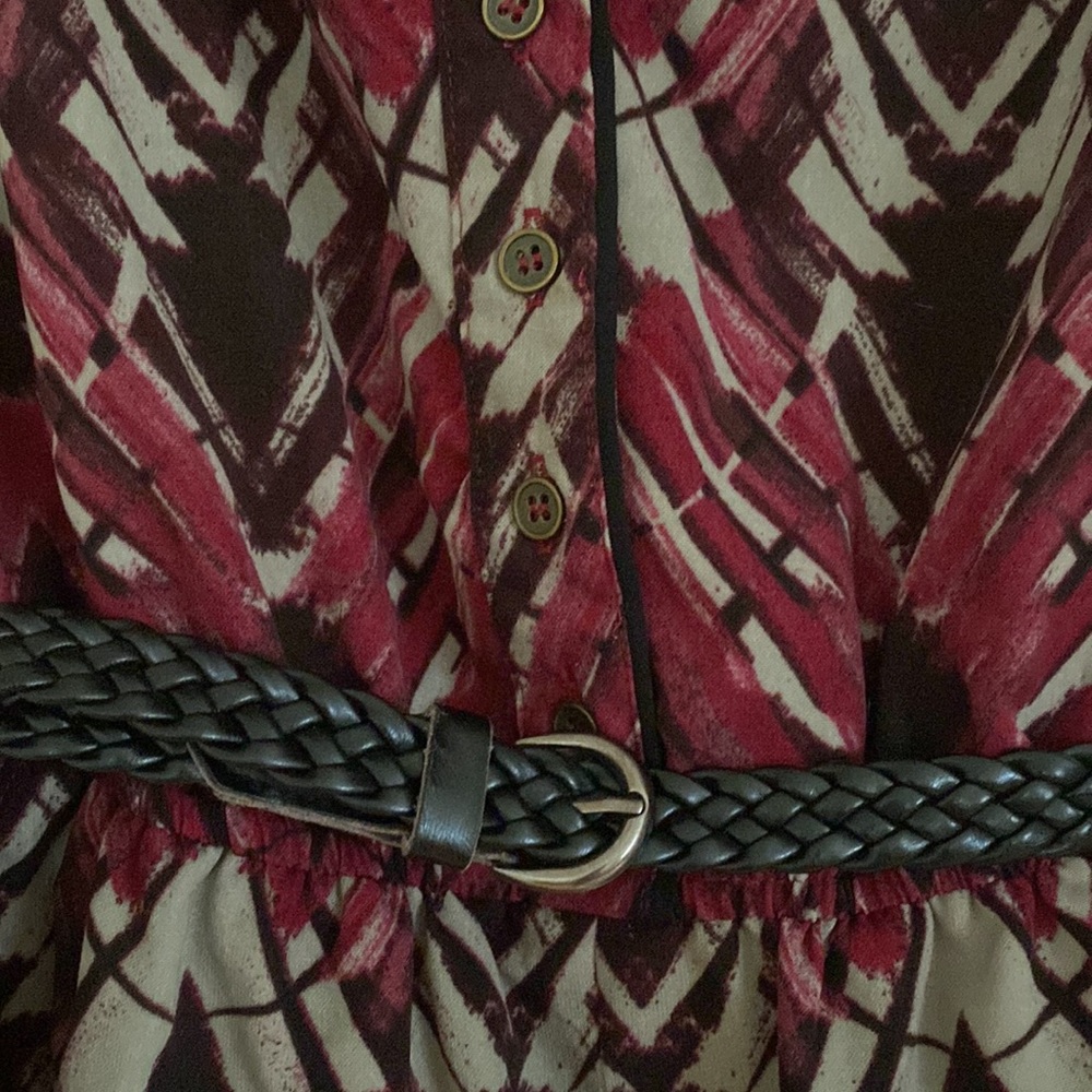 Printed Jewel Tone Belted Romper - Picture 6 of 7